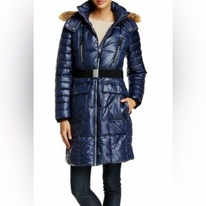 REAL FUR HOOD TRIM Super Flattering and Warm Black Puffer Coat with Down Fill